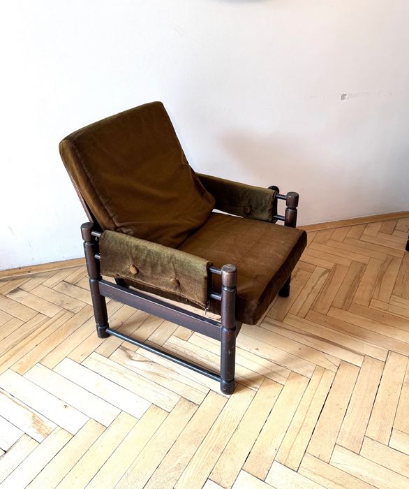Dwa zgrabne Polskie fotele lata 70 hotelowo klubowe Vintage PRL