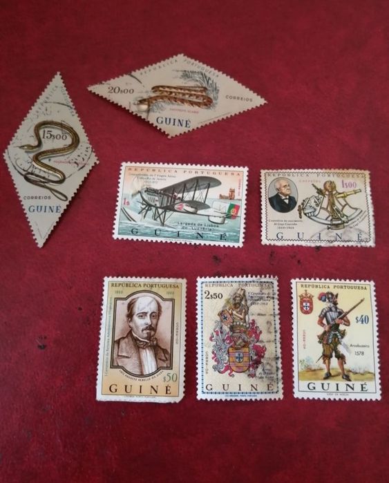 Lote 7 selos Guiné antigos