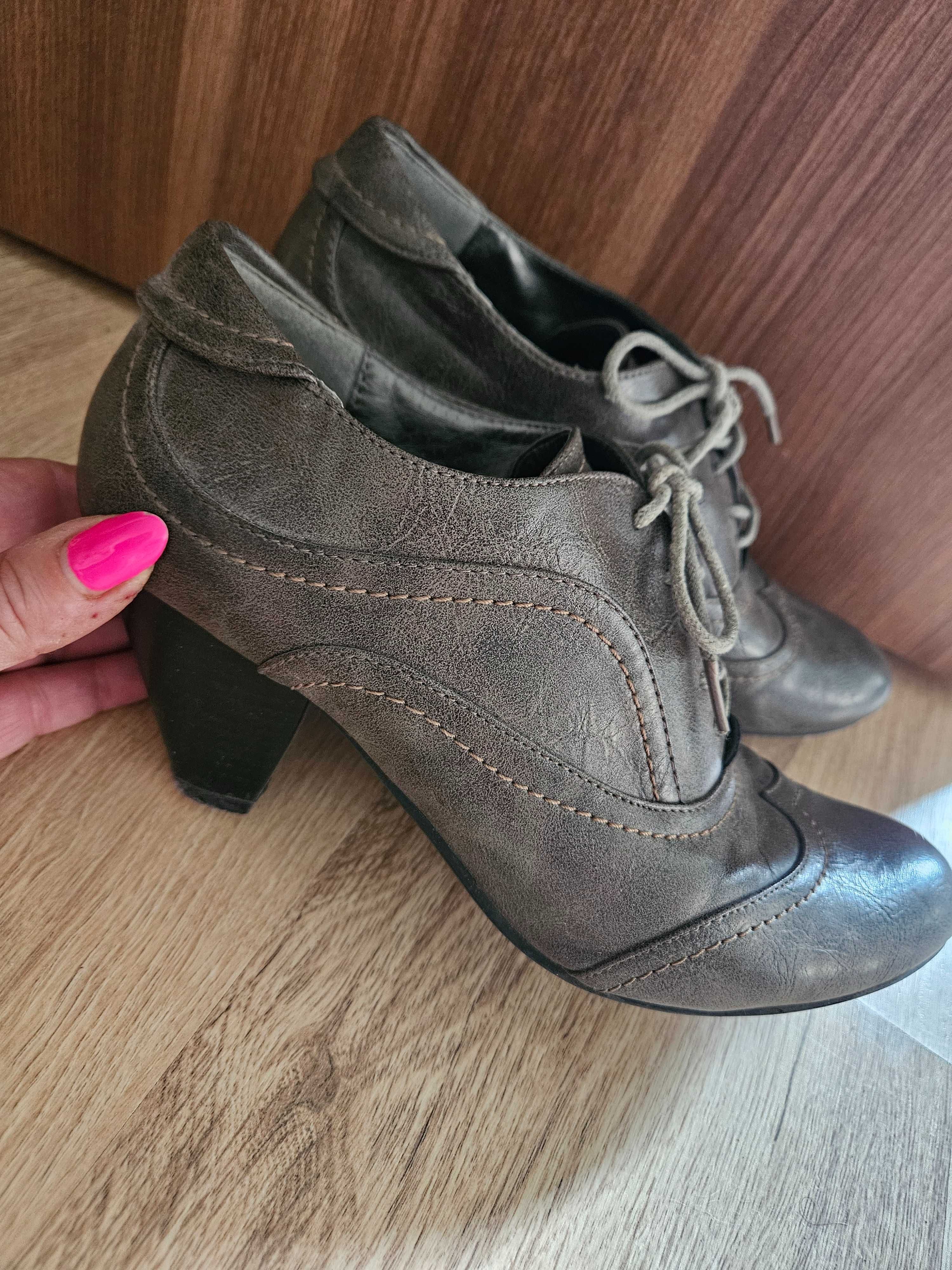 K&m Fasion buty botki na obcasie półbuty rozmiar 40 skóra