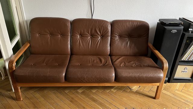 Kanapa sofa duńska skórzana bauhaus
