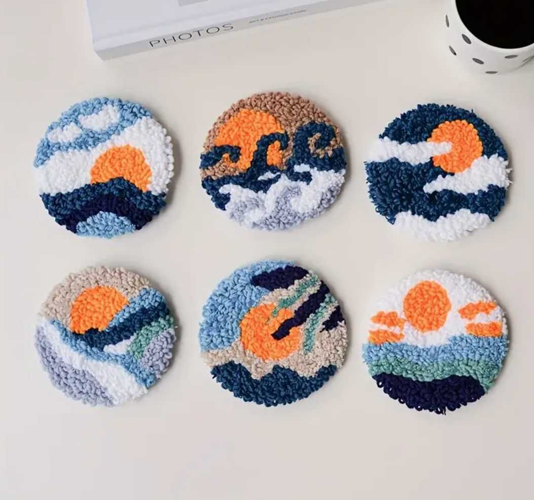 Набір для килимової вишивки 6 підставок , punch needle kit
