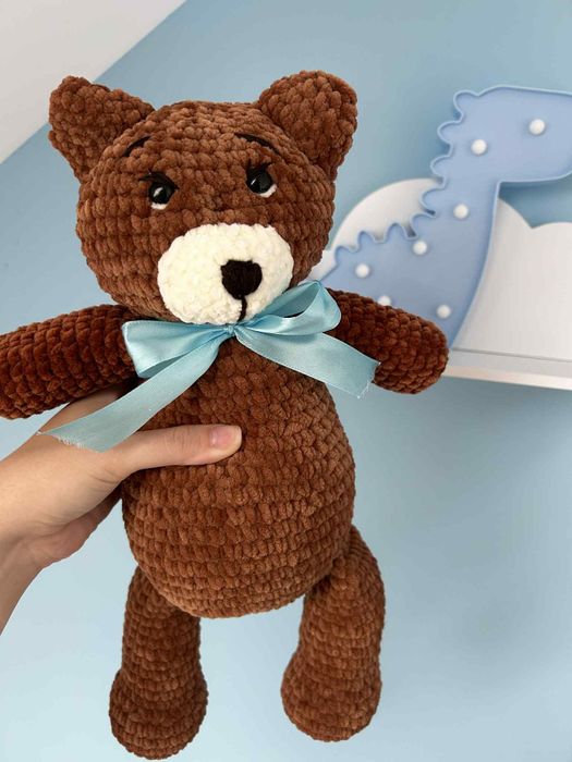 Miś ręcznie robiony na szydełku prezent przytulanka 40 chrzest