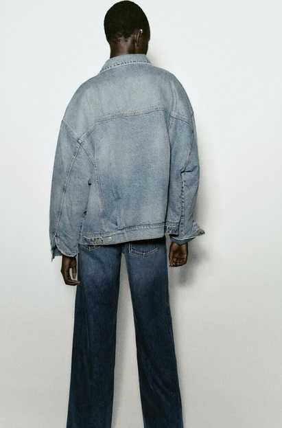 Теплая джинсовая куртка оверсайз Zara, XS-S, оригинал