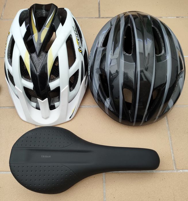 Capacete + selim bicicleta