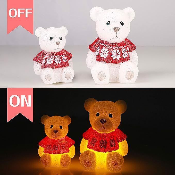 zestaw lampki led misie na baterie białe 2szt