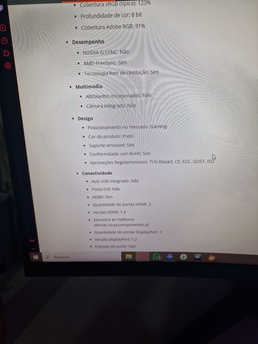 Monitor Curvo AOC 240 Hz 31.5" 0.5ms