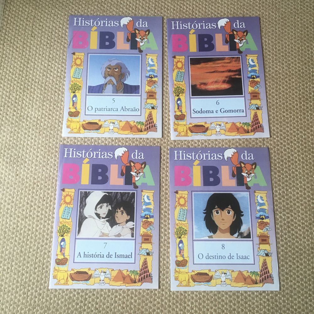 Cassetes VHS, e respetivos livros da Historias da Bíblia como NOVO
