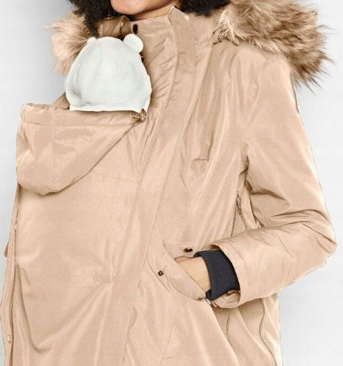 B.P.C kurtka ciążowa długa z panelem i futerkiem 52.