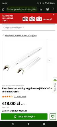 Ościeżnica biała regulowana 80 lewa artens 14-16 cm