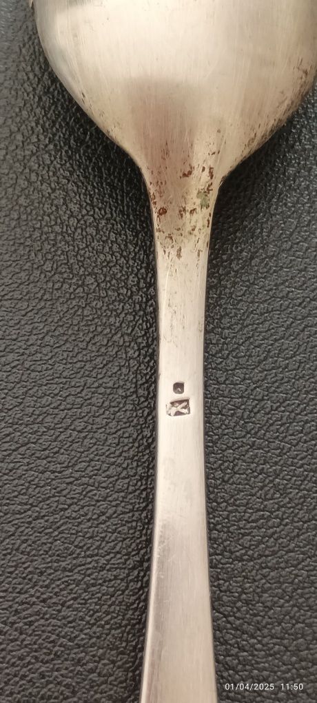 Argola de guardanapo e colher em prata