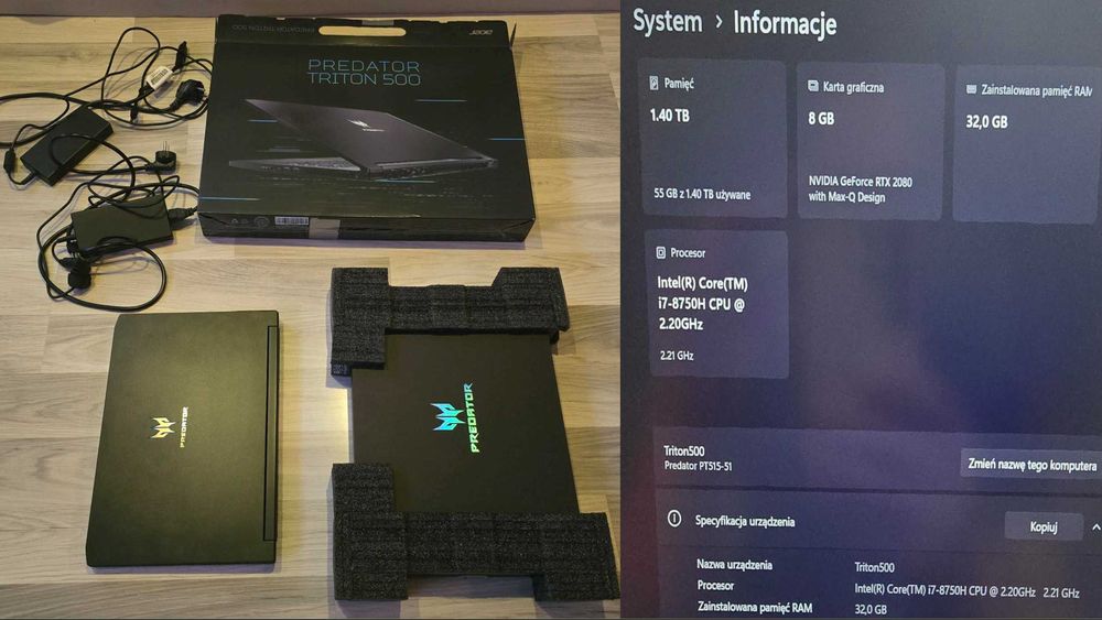 Acer Predator Triton 500 RTX2080 32GBram 1,5TBssd intel-i7 15,6"144hz