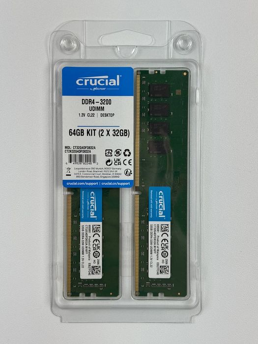 Оперативна пам'ять Crucial DDR4 DIMM Kit 64GB (2x32GB) 3200MHz CL22