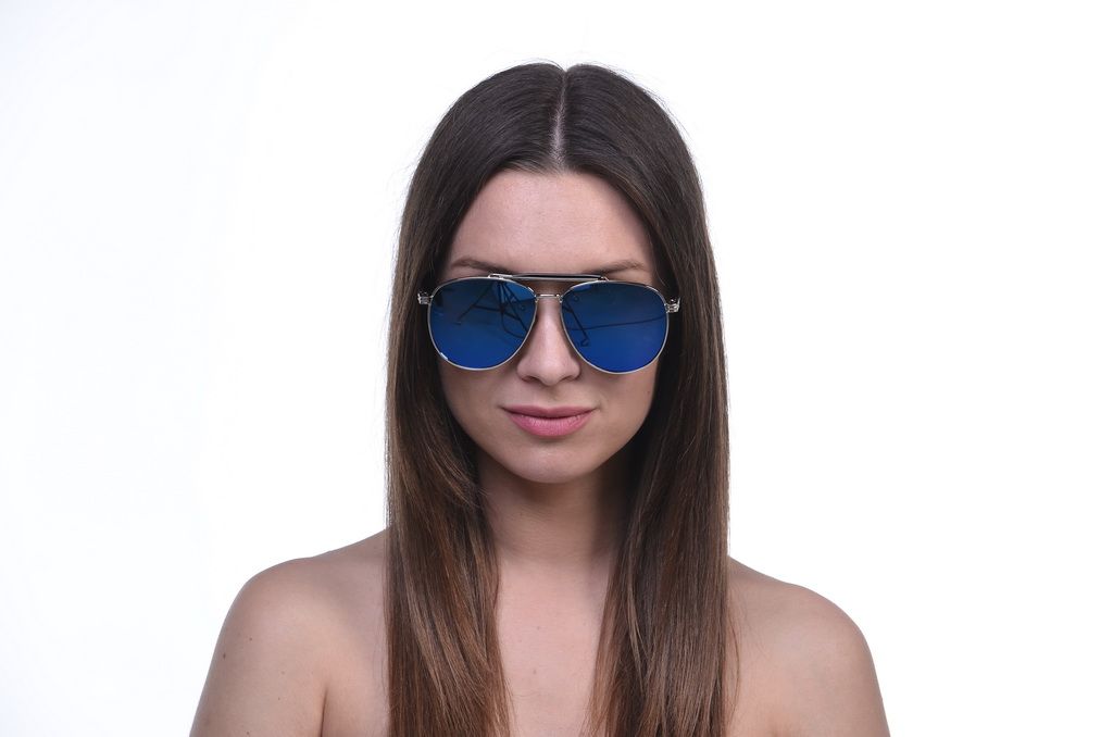 Женские солнцезащитные очки капли 8229blue защита UV400 + чехол