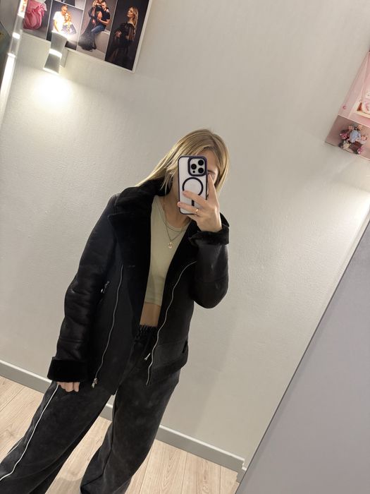 Очень стильная дубленка xs-s