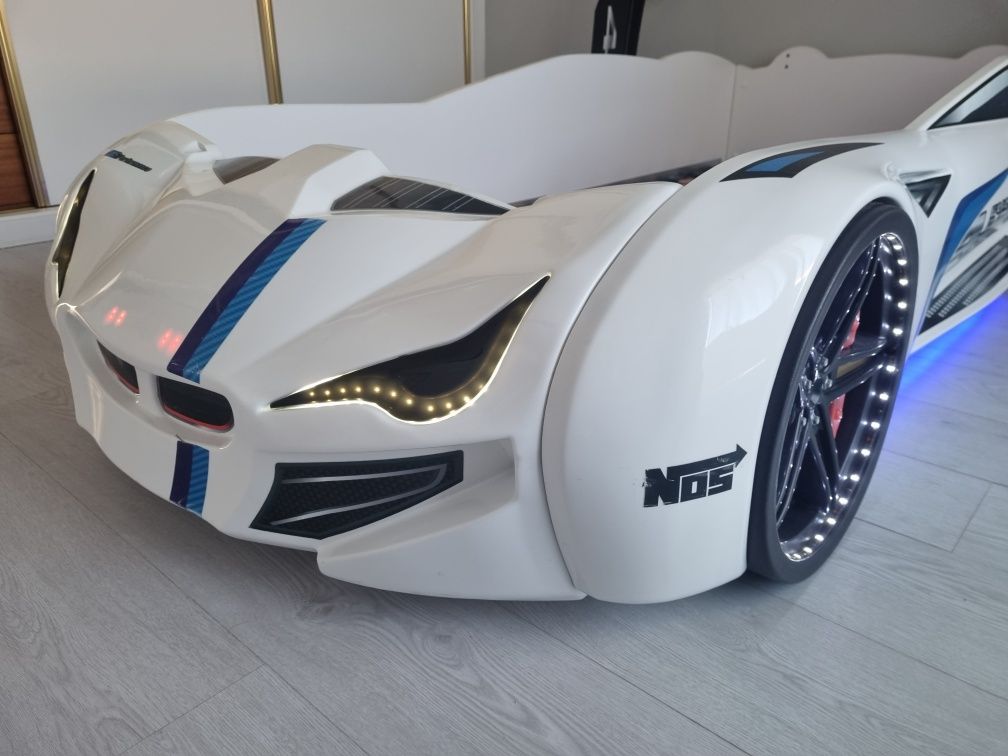cama carro 90x190 com leds e música + colchão