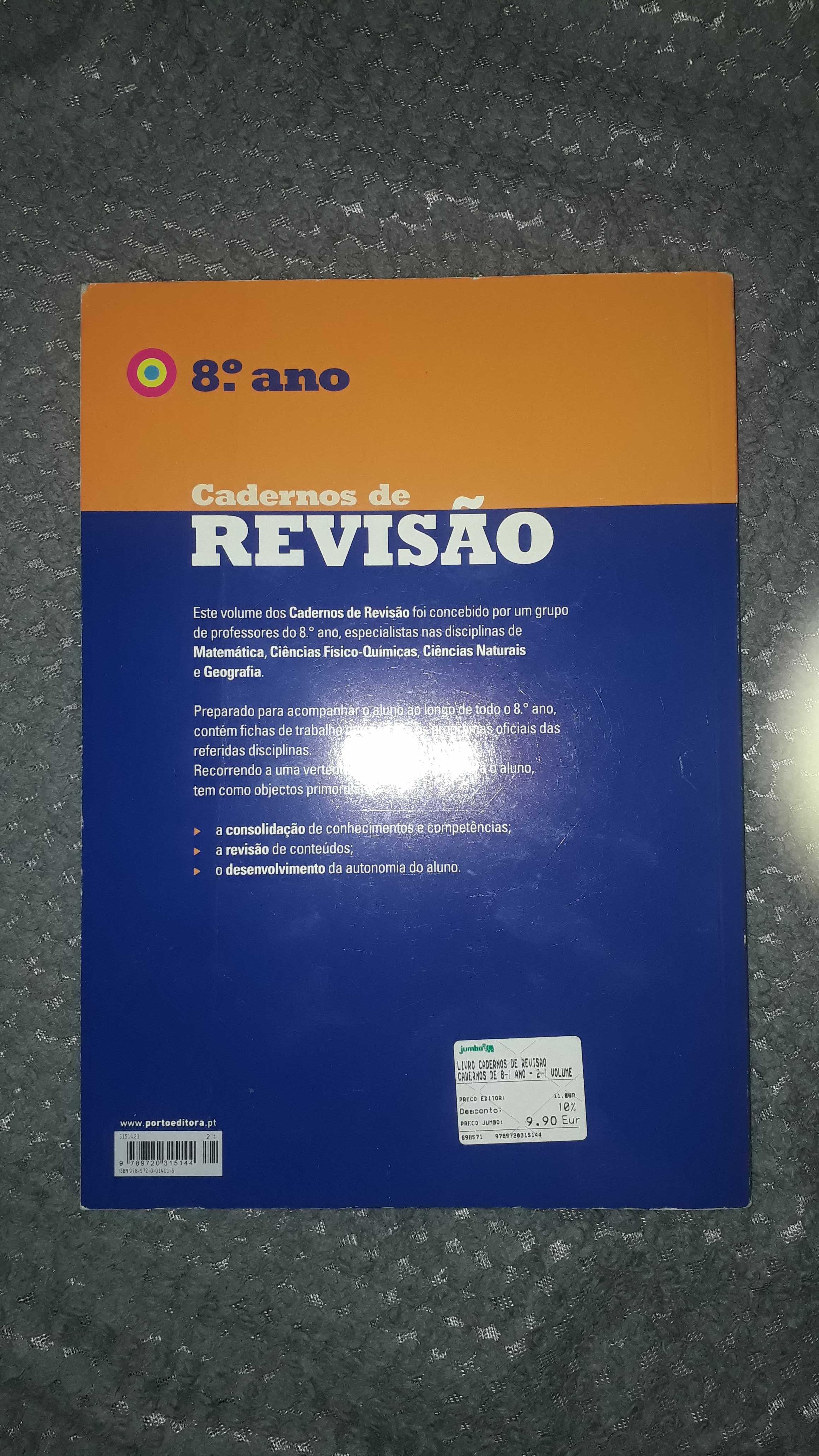 "Cadernos de revisão" 8ºano Volumes 1 e 2 (multidisciplinas)