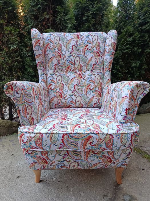 Fotel kolorowy Paisley+poduszka 50x30 gratis