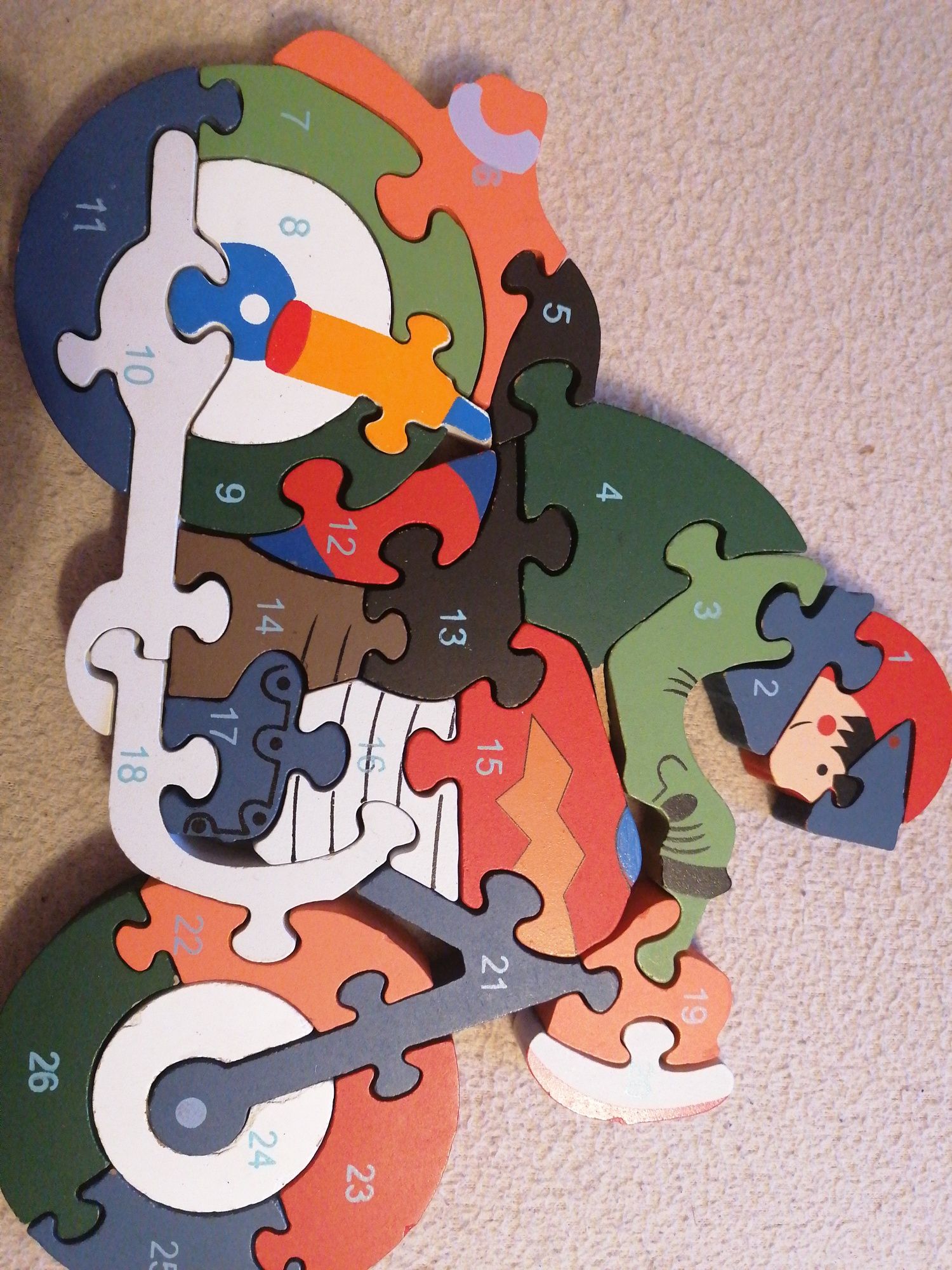Drewniane puzzle 3D motor, motocyklista