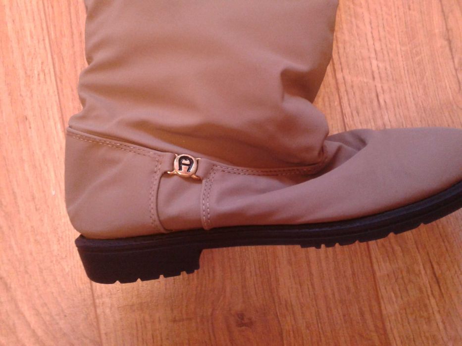 Buty kozaki, kolor taupe, rozmiar 37, nowe, ekoskóra