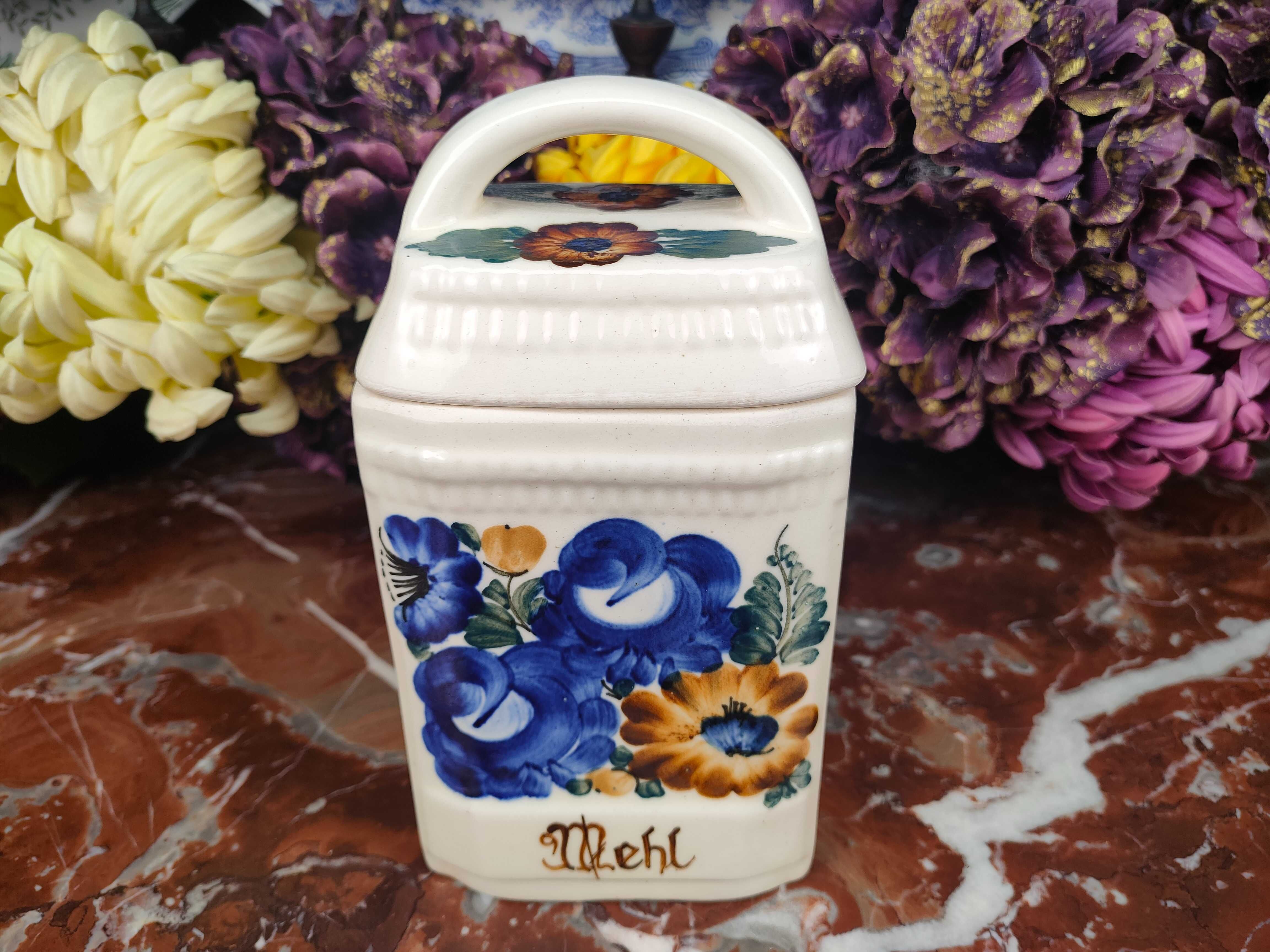 Śliczny ceramiczny pojemnik na mąkę - Kolorowy 'Włocławek' - 700 ml