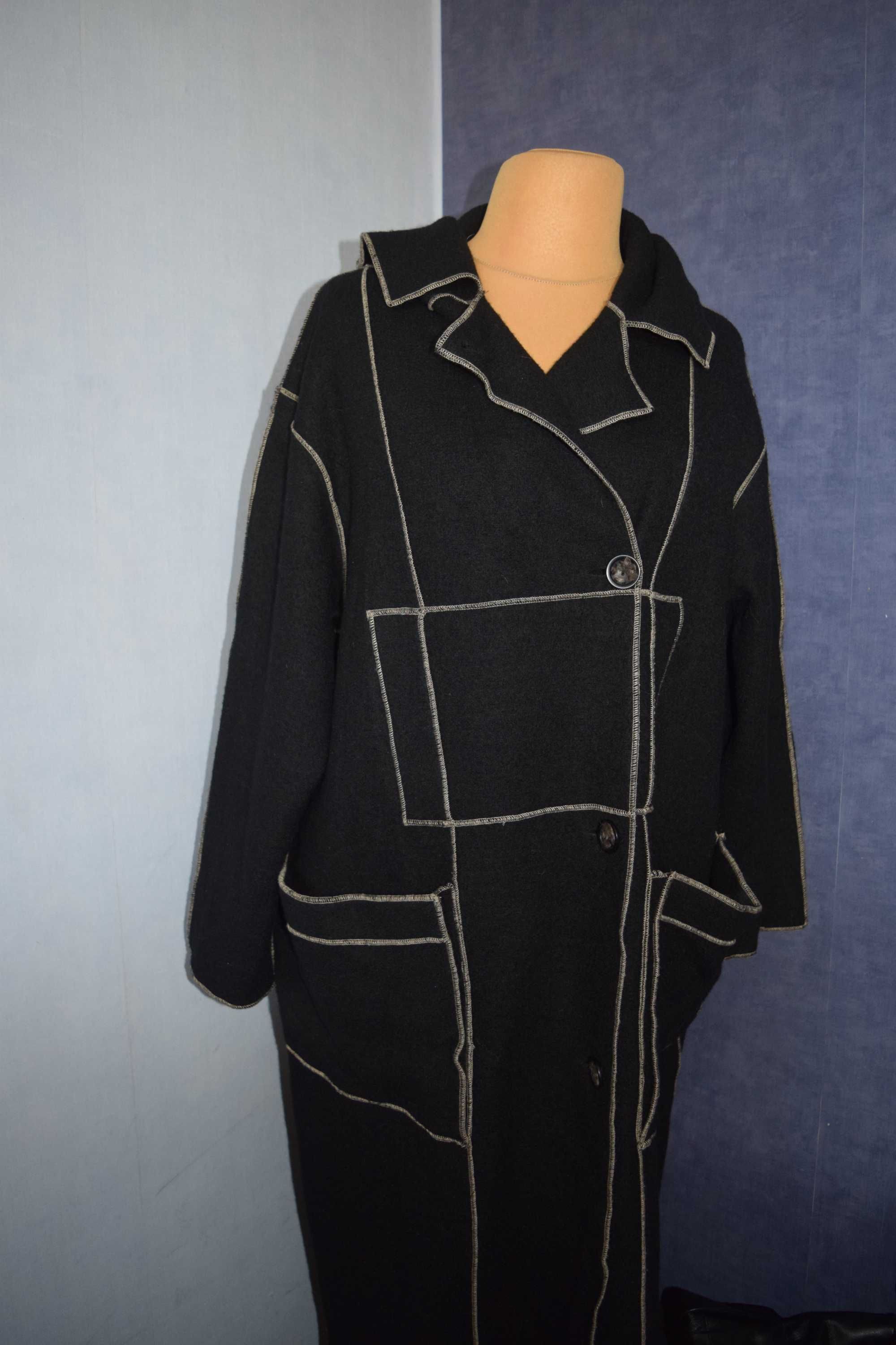 La Femme Oryginalny płaszcz wełniany długi z kapturem_48