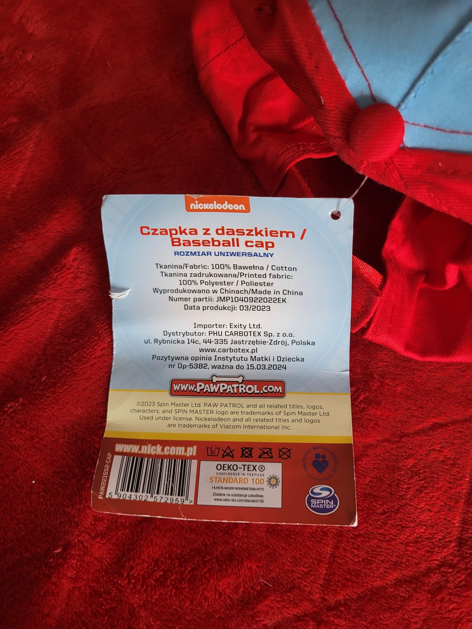 Czapka z daszkiem Paw Patrol Nickelodeon