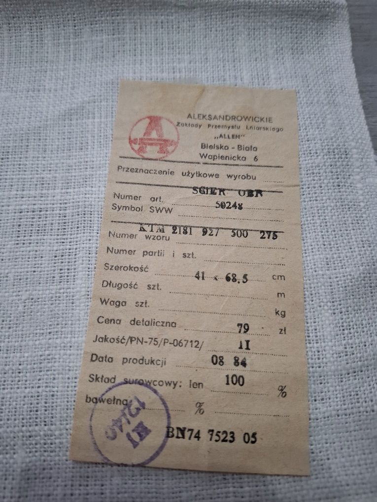 Scierka 100% len z prlu 84r