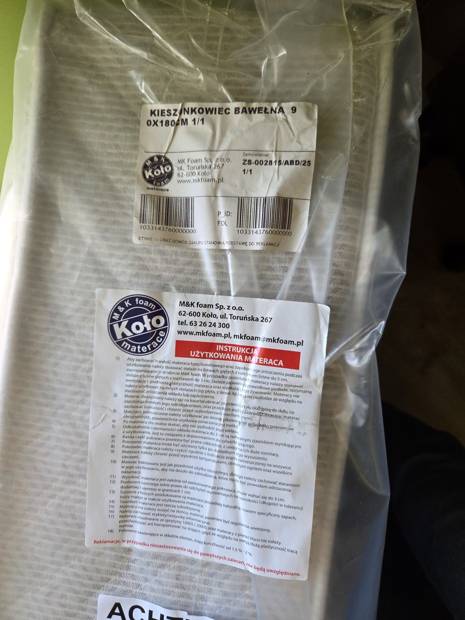 Materac M&K Foam Koło 90x180 kieszonkowiec