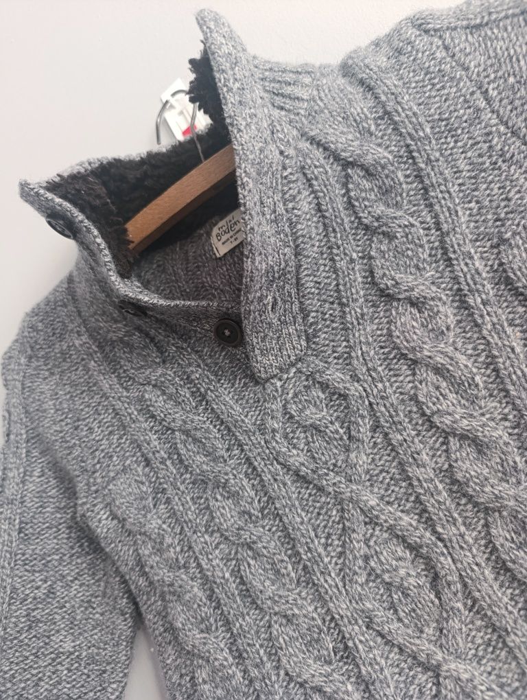 Bluza, sweterek chłopięcy, ciepły, zimowy, szary, 7-8 lat, Mini Boden