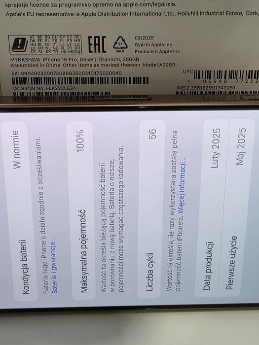 REZERWACJA Jak Nowy Apple iPhone 16 Pro 256GB Desert Titanum Komple