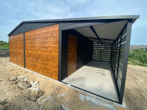 Garaż drewnopodobny garaz blaszany domek ogrodowy schowek 8x6m dostawa