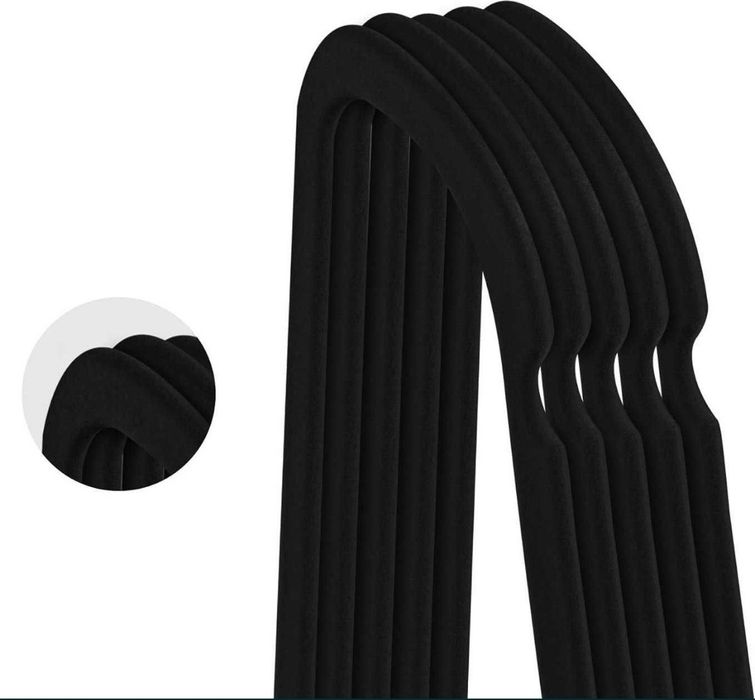 Wieszaki ubraniowe, aksamitne, czarne, zestaw 50 sztuk, Utopia Home