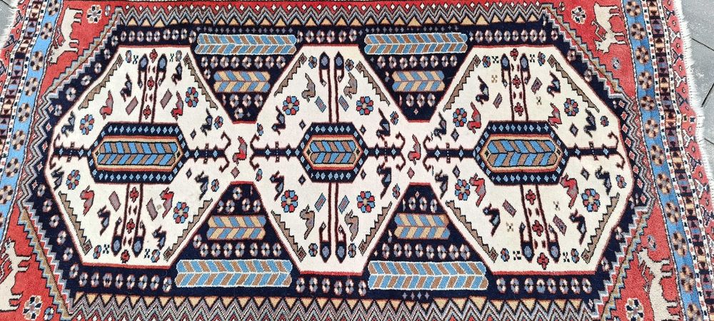 Dywan wełniany tkany ręcznie 157 x 104 cm wełna turecki piękne kolory