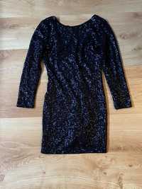 Cena ostateczna sukienka mini  z cekinów czarna H&M damska rozmiar S