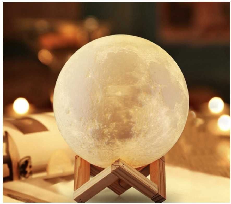 Lampka nocna świecący księżyc 3D moon light średnica kuli 8 cm