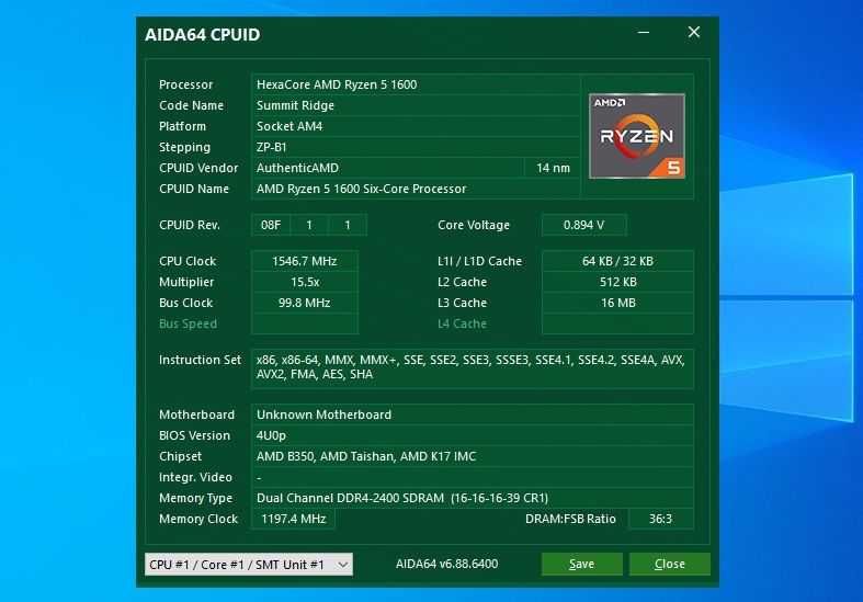 Процесор  Socket AM4  AMD Ryzen 5 1600  3.2-3.6 GHz (YD1600BBM6IAE)