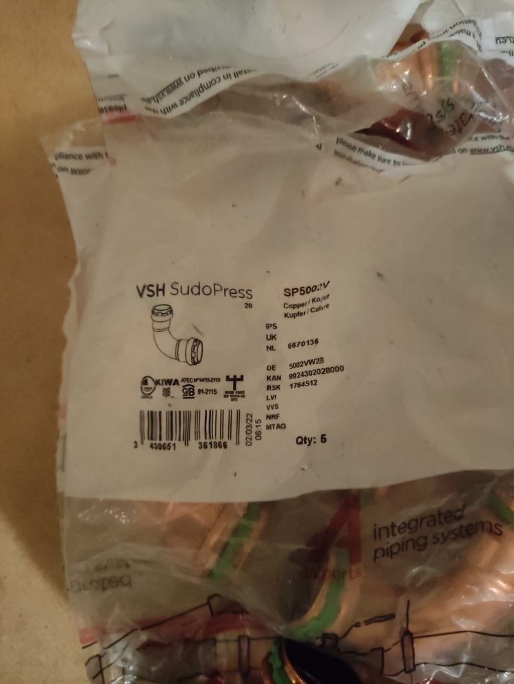 Kształtki miedziane zaciskowe 28