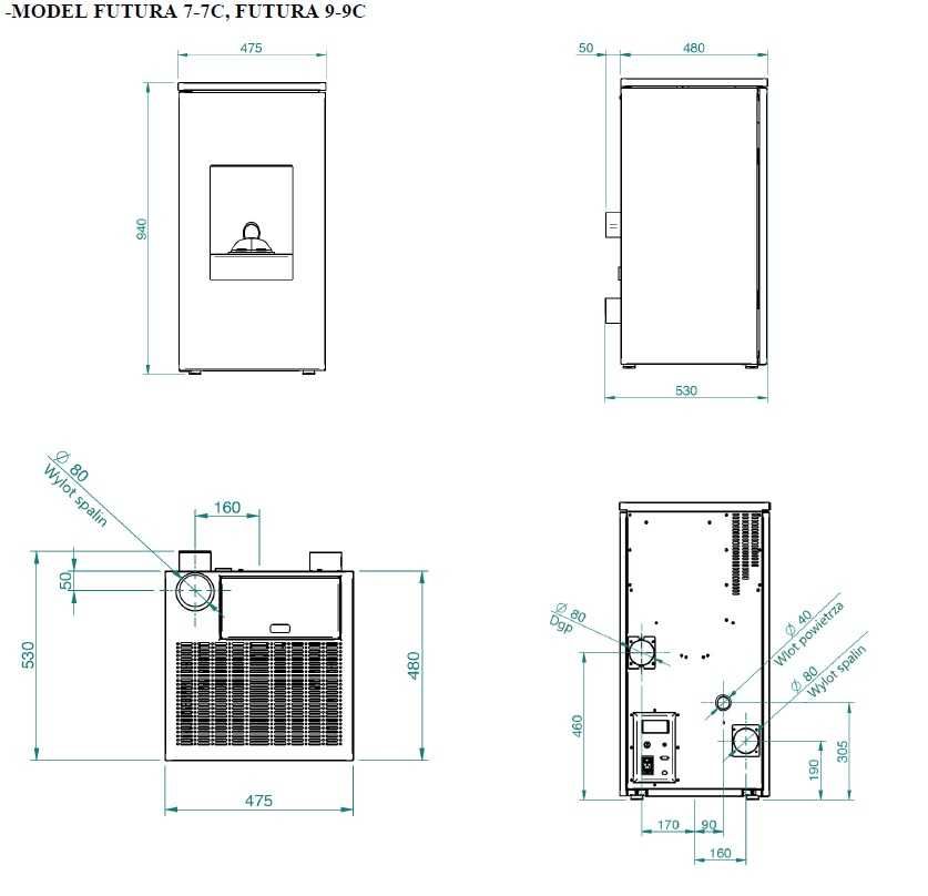 PIEC PELLET Artel Futura mod 7 z DGP 7,9 kW