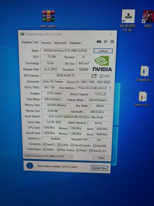 Nvida rtx 2060 super 8GB