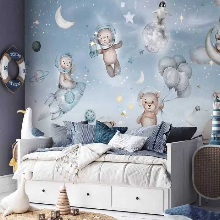 Fototapeta premium (Bimago) MISIE I PINGWINY W KOSMOSIE 450x315 cm
