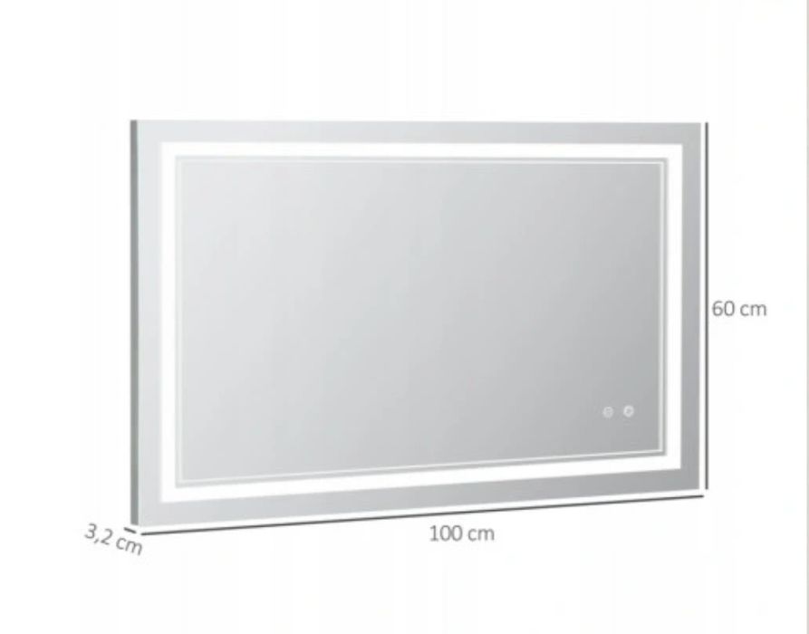 Lustro łazienkowe poziome 100 x 60 cm - LED