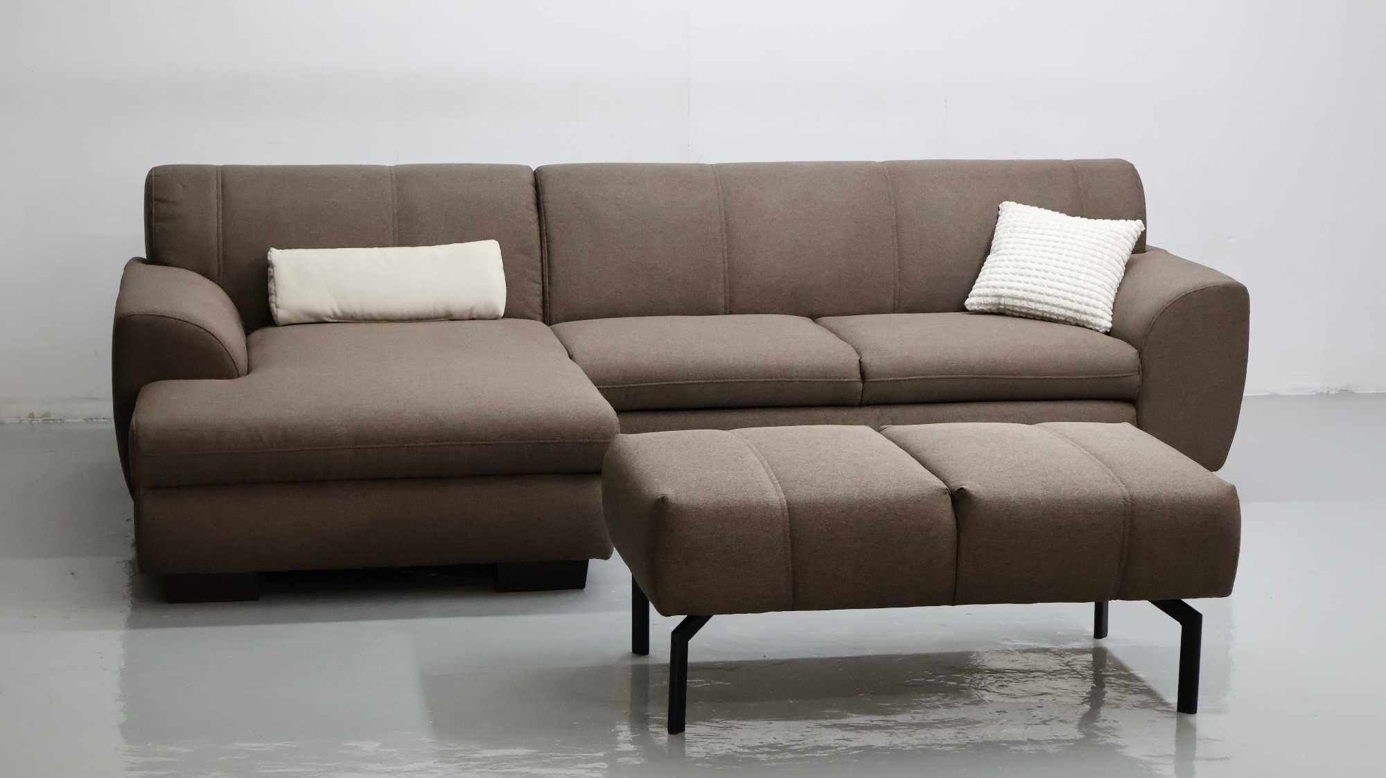 TCE DESIGN NAROŻNIK z funkcją spania PUFA rogówka sofa brązowa tkania