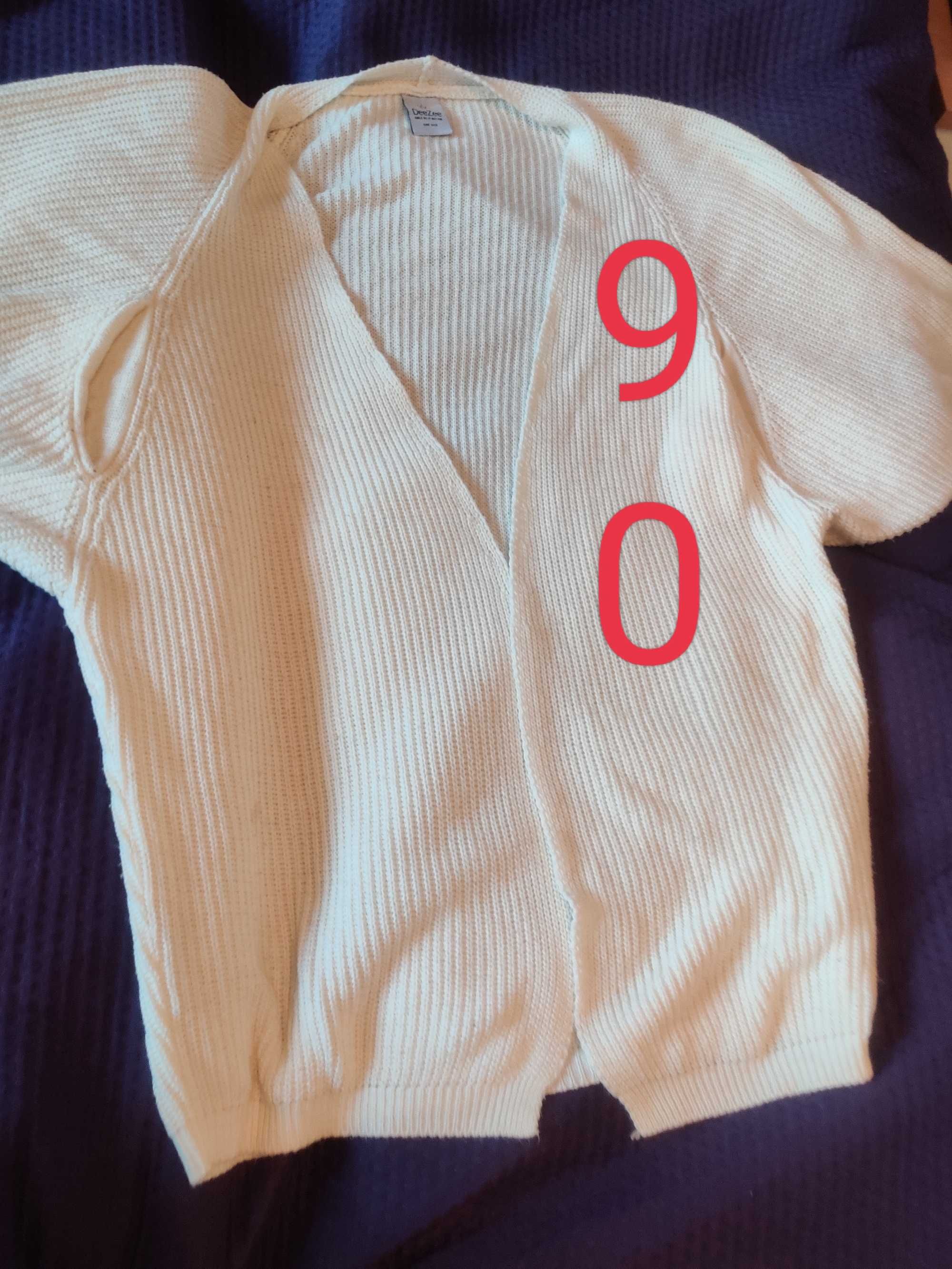 DeeZee, sweter maxi biały, 100% akryl
