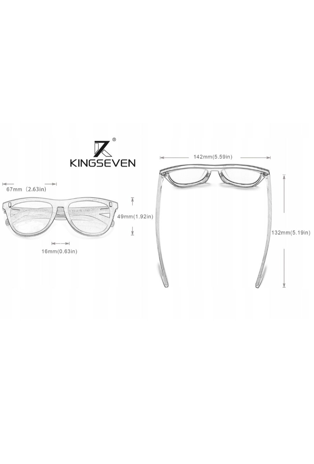 POLARYZACJA UV-400 Drewniane okulary przeciwsłoneczne Kingseven