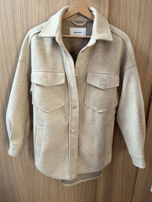 Stradivarius kurtka koszulowa bezowa nude xs 34 jesien wiosna