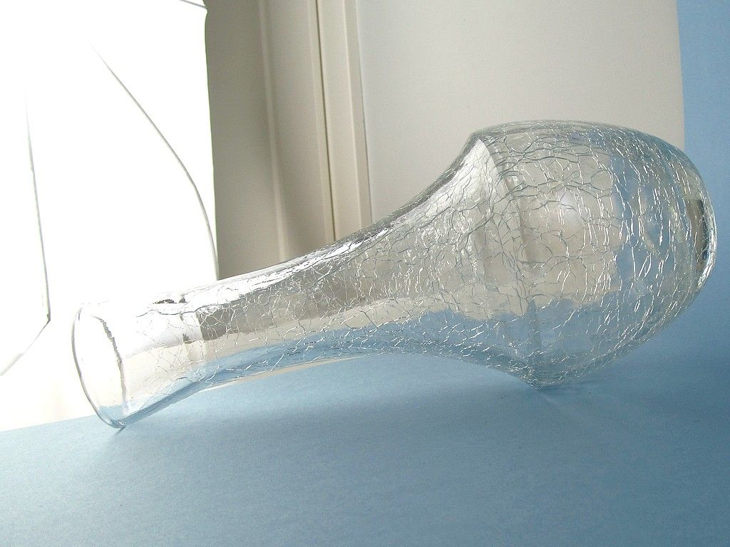 huta ingrid wazon 1970 szkło lodowe krakelura