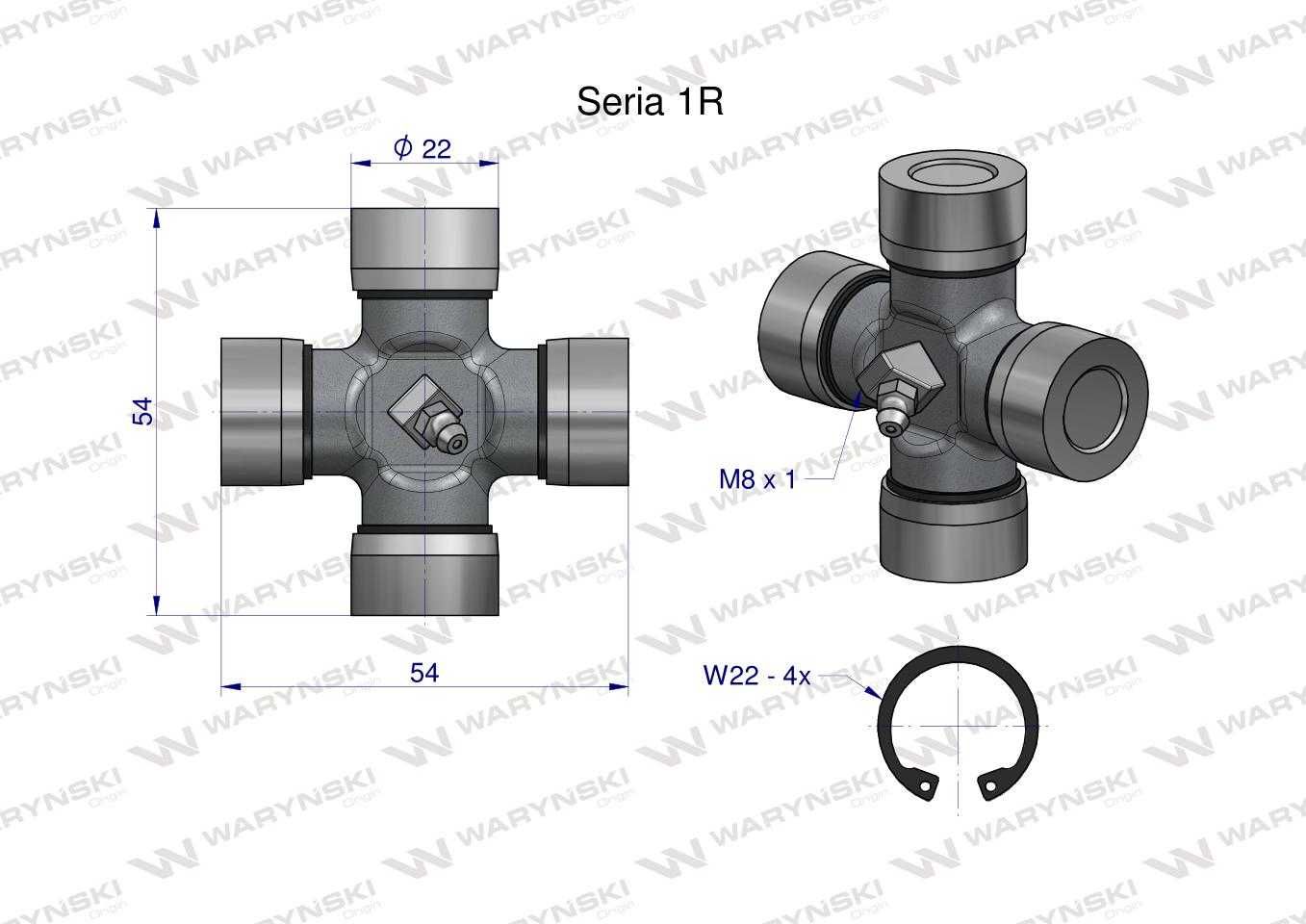 Krzyżak wału 22x54 Seria 1R Waryński W219101