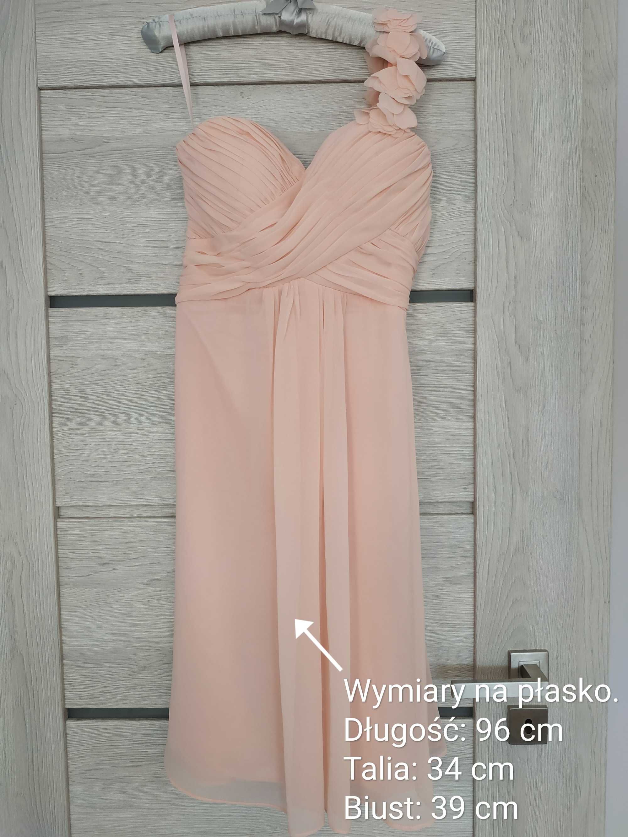 Sukienka na wesele/ślub/świadkowa/róż/jedno ramię/Ever Pretty/r.38