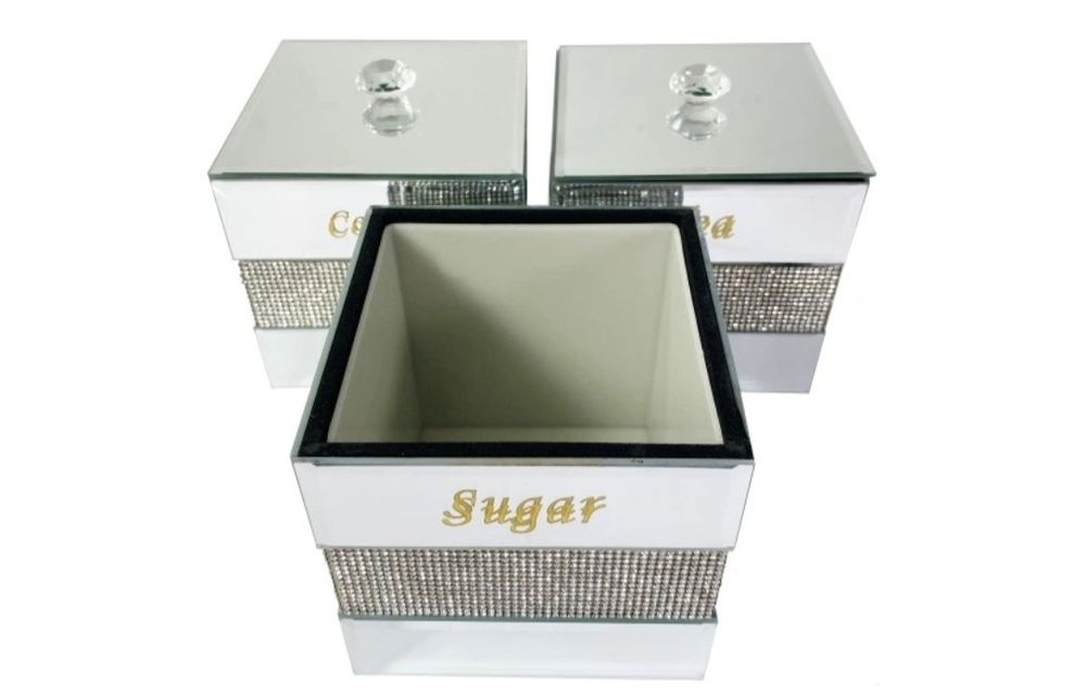 Pojemnik lustrzany kawa herbata cukier Glamour