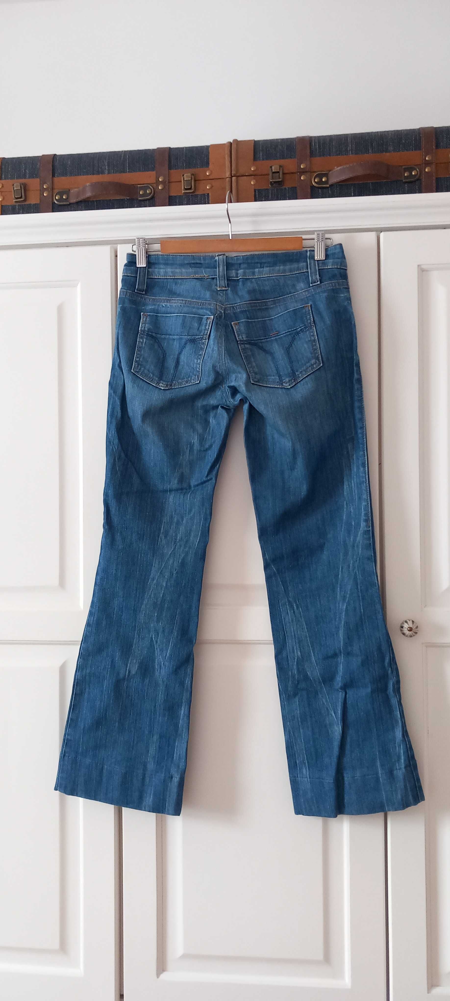 Calças de ganga wash bootcut botão original
